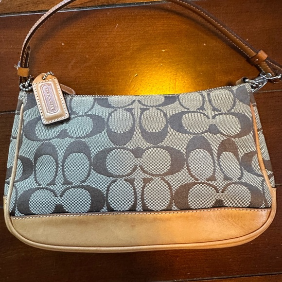 Y2K 90's Vintage Coach Signature Demi Mini Purse Jacquard Leather Baguette 6094 - Picture 1 of 9